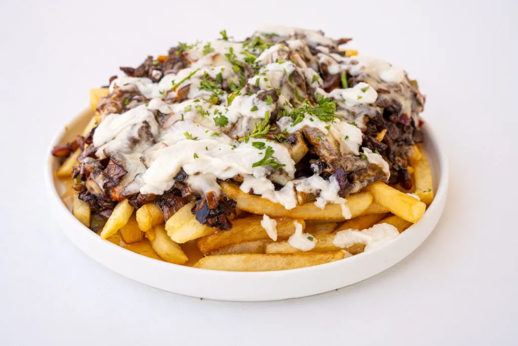 Wagyu Beef Shawarma Cheesesteak Fries